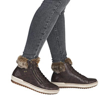 Load image into Gallery viewer, REMONTE by Rieker Kellie D0780 Womens Brown Fur Tex Leather Ankle Zip Lace Boot
