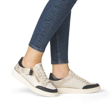 Load image into Gallery viewer, REMONTE by Rieker Milly White Combi Leather Zip Sneaker (D2E04)

