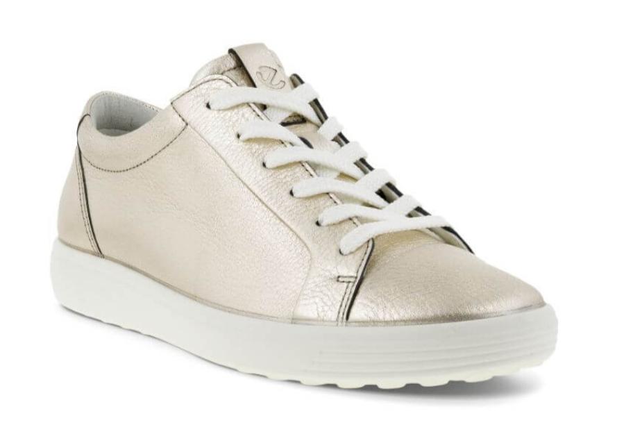 ECCO Soft 7 White Gold Ladies Leather Sneaker
