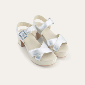 NAOT Elite Silver Ladies Leather Block Heel