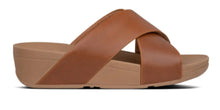 Load image into Gallery viewer, Fitflop Lulu Light Tan Leather Cross Slides
