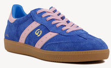 Load image into Gallery viewer, GOODSOLE Parallel Sneaker in Cobalt/Pink Strip Suede
