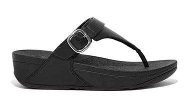 Fitflop Lulu Black Leather Adjustable Toe Post Sandal | Soul 2 Sole Shoes