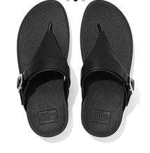Load image into Gallery viewer, Fitflop Lulu Black Leather Adjustable Toe Post Sandal
