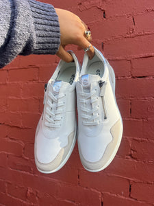 ECCO Flexure White/Gravel/Silver Leather Sneaker