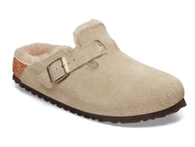 Load image into Gallery viewer, BIRKENSTOCK Boston Shearling Taupe Suede Clogs
