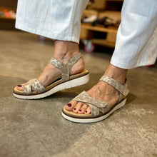 Load image into Gallery viewer, REMONTE by Rieker Eleanor Leopard Metallic Adjustable Ladies Leather Sandal (D2049)
