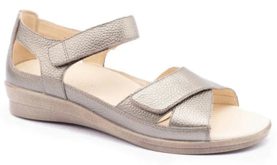 KLOUDS Tasha Pebble Metallic Leather Velcro Sandal