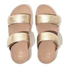 Load image into Gallery viewer, Fitflop Lulu Gold Adjustable Leather Sandal
