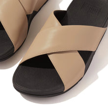 Load image into Gallery viewer, Fitflop Lulu Latte/Beige Leather Cross Slide
