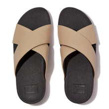 Load image into Gallery viewer, Fitflop Lulu Latte/Beige Leather Cross Slide
