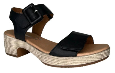 REMONTE by Rieker Black Ladies Leather Heeled Sandal (D0N52)