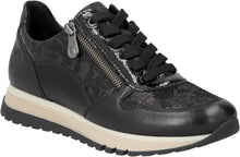 Load image into Gallery viewer, RIEKER Maggie Black Leopard Multi Ladies Leather Zip Sneaker
