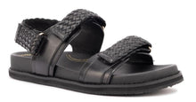 Load image into Gallery viewer, SILVER LINING Findlay Weave Black Leather Sandal
