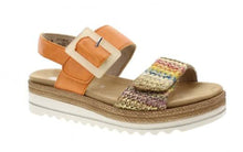 Load image into Gallery viewer, REMONTE by Rieker Shasta Orange/Multi stripe Ladies Wedge Sandal (D0Q62)
