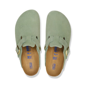 BIRKENSTOCK Boston Tea Green Suede with Softbed