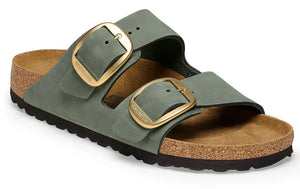 BIRKENSTOCK Arizona Big Buckle Thyme Nubuck Leather Slides