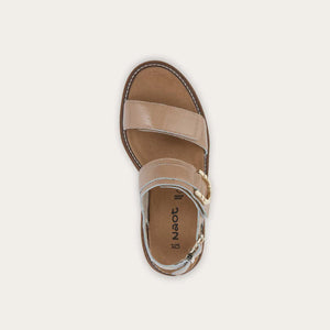 NAOT Trinity Camel Crinkle Patent Leather Ladies Sandal