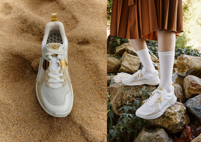 ECCO Biom 2.2 W Ladies Gold Limestone White Leather Mesh Sneakers SOUL 2 SOLE SHOES Soul 2 Sole Shoes