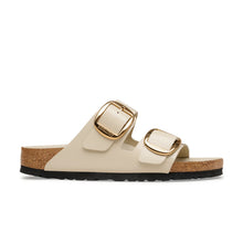 Load image into Gallery viewer, BIRKENSTOCK Arizona Big Buckle High Shine Oyster Leather Patent Slides
