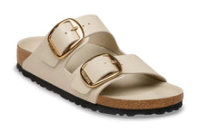 Load image into Gallery viewer, BIRKENSTOCK Arizona Big Buckle High Shine Oyster Leather Patent Slides
