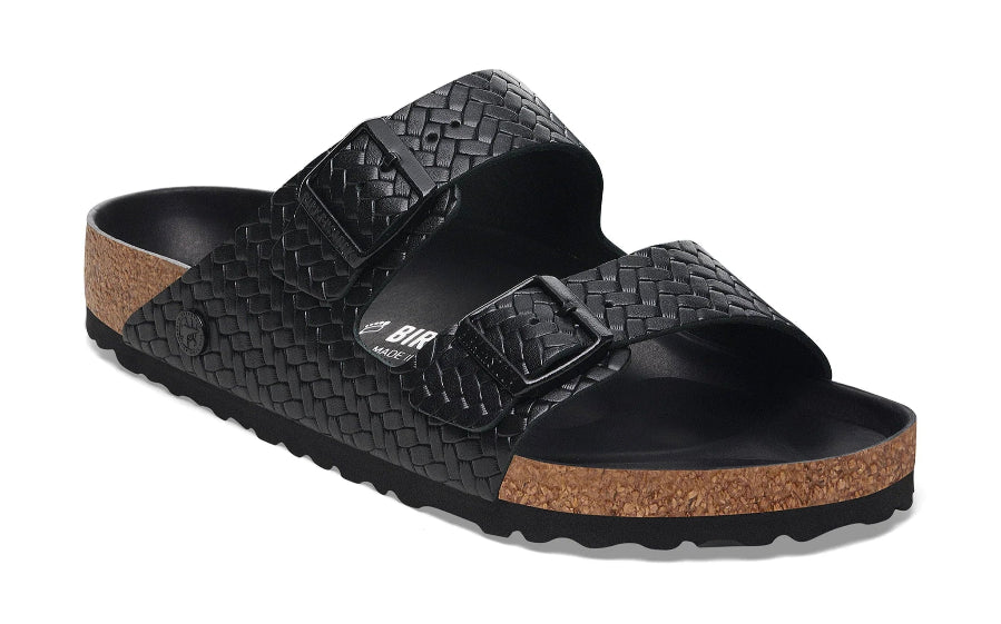 BIRKENSTOCK Arizona Semi Exquisite Woven Embossed Black Leather