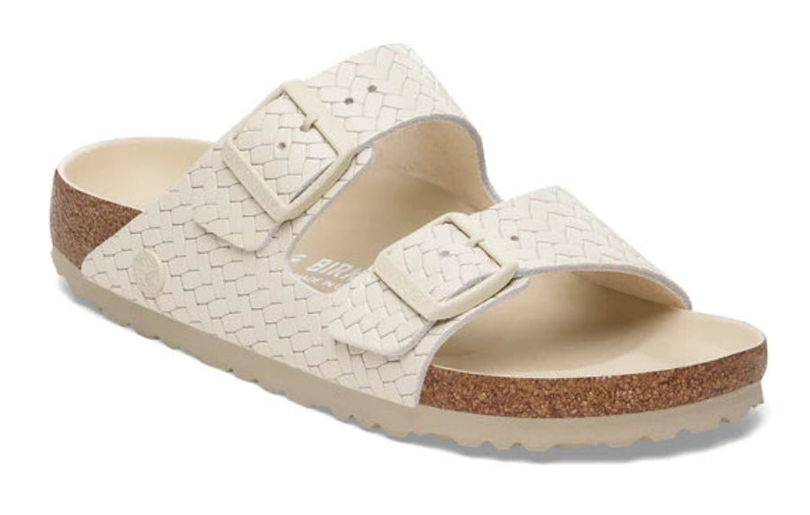BIRKENSTOCK Arizona Semi Exquisite Woven Embossed Ecru Leather