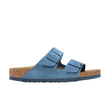 Load image into Gallery viewer, BIRKENSTOCK Arizona Elemental Blue Suede Softbed Slides
