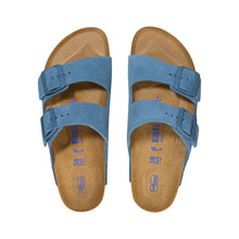 Load image into Gallery viewer, BIRKENSTOCK Arizona Elemental Blue Suede Softbed Slides
