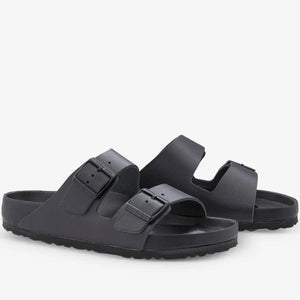 BIRKENSTOCK Arizona Exquisite Black Natural Leather Slides