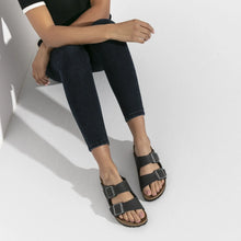 Load image into Gallery viewer, BIRKENSTOCK Arizona Black Oiled Leather Slides
