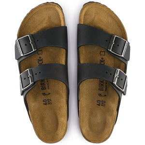 BIRKENSTOCK Arizona Black Oiled Leather Slides