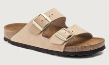 Load image into Gallery viewer, BIRKENSTOCK Arizona Sandcastle Softbed Nubuck Slides
