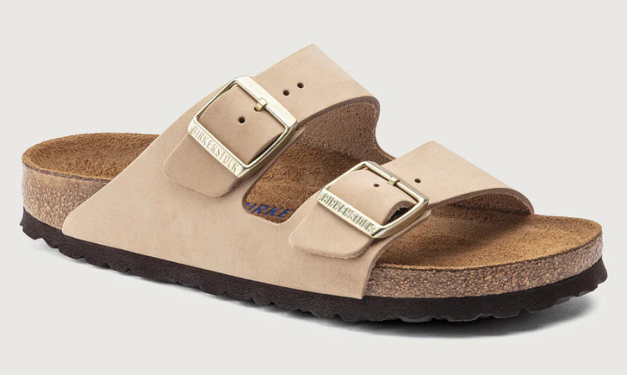 BIRKENSTOCK Arizona Sandcastle Softbed Nubuck Slides