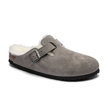 Load image into Gallery viewer, BIRKENSTOCK Boston Shearling Stone Coin Suede Clogs
