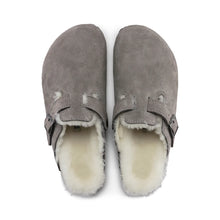Load image into Gallery viewer, BIRKENSTOCK Boston Shearling Stone Coin Suede Clogs
