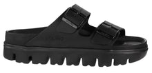 Load image into Gallery viewer, Papillio by BIRKENSTOCK Arizona Chunky Exquisite Black Smooth Leather Slides
