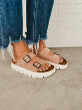 Load image into Gallery viewer, BIRKENSTOCK (Papillio) Arizona Chunky Warm Sand Suede Slides
