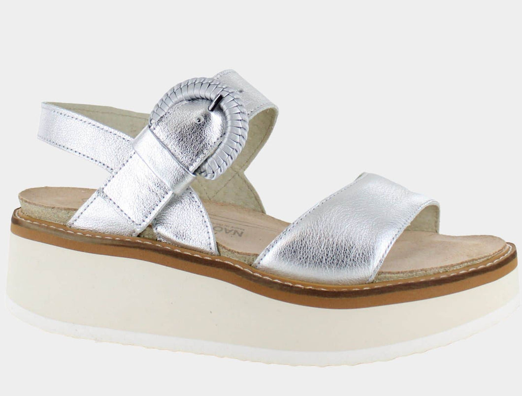 NAOT Crepe Silver Ladies Leather Platform Sandal