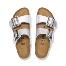 Load image into Gallery viewer, BIRKENSTOCK Sydney Cushion Buckle Silver Birko Flor Ladies Slides
