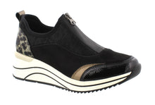 Load image into Gallery viewer, REMONTE by Rieker Cleo D0T08 Black Leopard Multi Ladies Front Zip Sneaker
