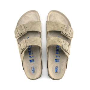 BIRKENSTOCK Arizona Softbed Faded Khaki Suede Slides