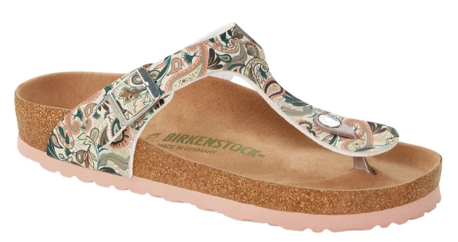 Birkenstock gizeh boho flowers top blue
