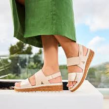 Load image into Gallery viewer, RIEKER Mel Gold Ladies Leather Wedge Sandal (62761)
