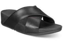 Load image into Gallery viewer, Fitflop Lulu Black Leather Cross Slide
