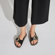 Load image into Gallery viewer, BIRKENSTOCK Madrid Big Buckle High Shine Black Leather Slides
