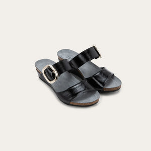 NAOT Magic Black Crinkle Patent Ladies Leather Sandal