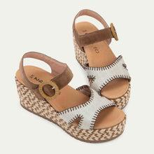 Load image into Gallery viewer, NAOT Majorca Cedar Suede/Raffia Ladies Wedge Sandal
