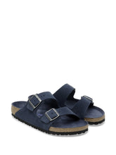 Load image into Gallery viewer, BIRKENSTOCK Arizona New Navy Tonal Footbed Suede SFB Slides
