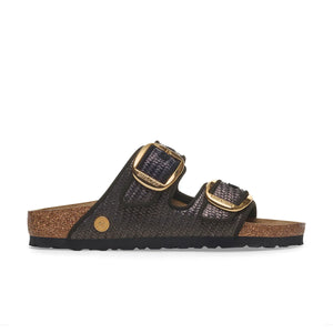 BIRKENSTOCK Arizona Big Buckle Raffia Black Textile Sandal